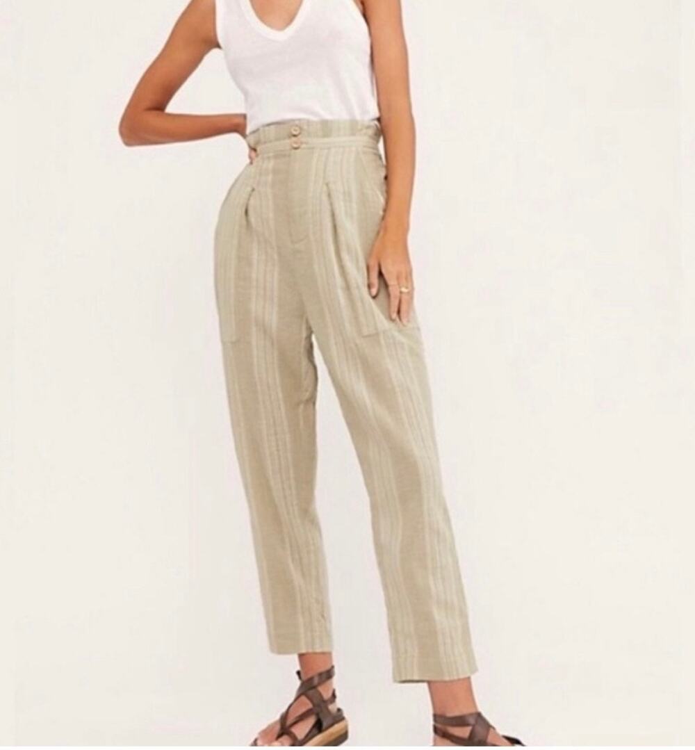 Free People Semi Sweet Cropped Pants in sage combo. NWT. Size S